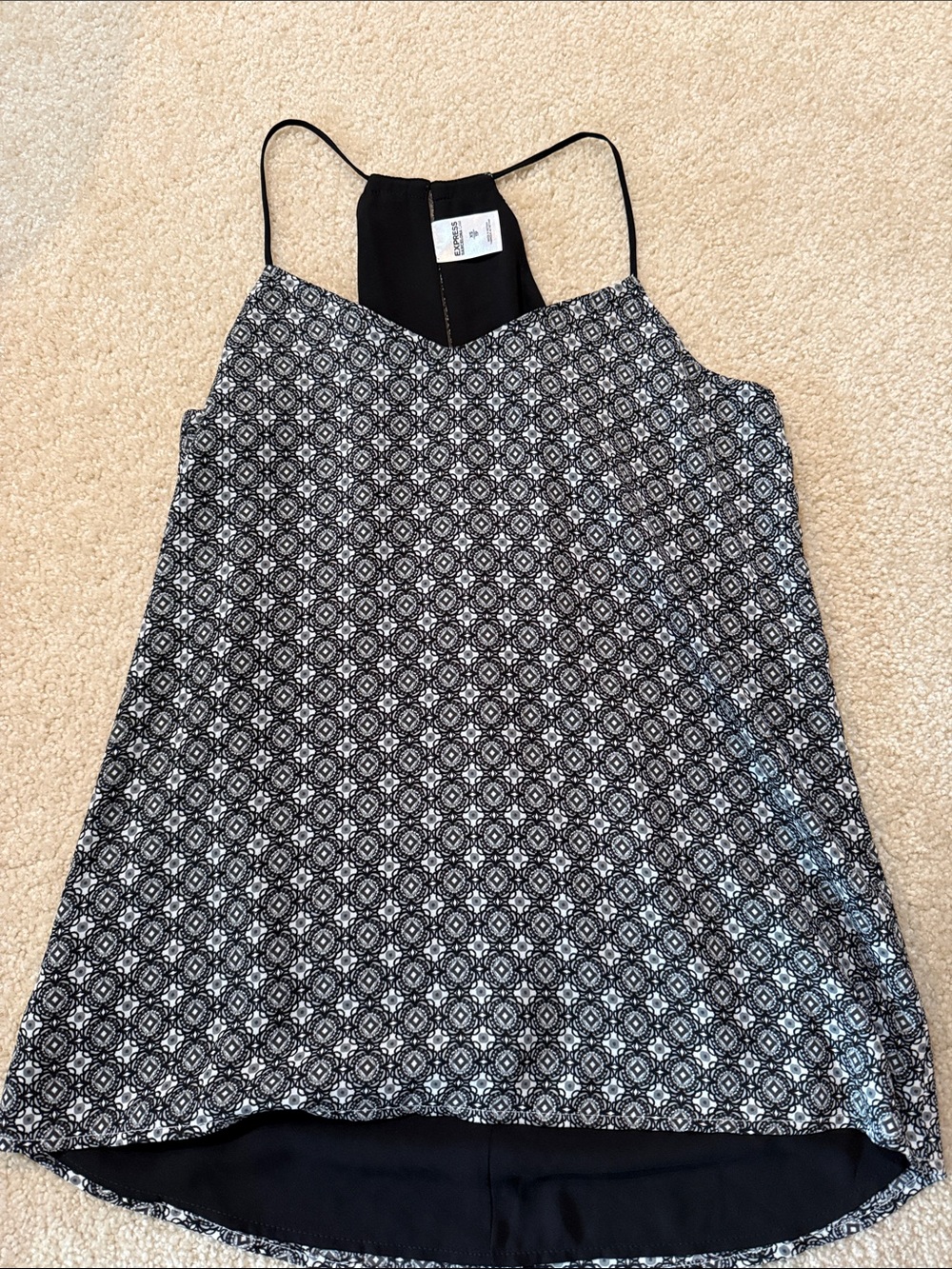 Printed Black & White Spaghetti Strap Cami